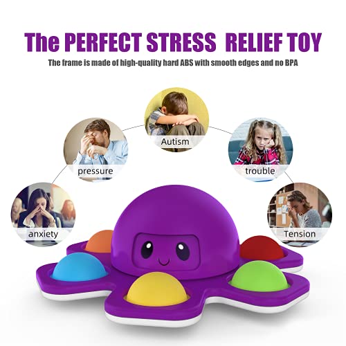 Juego Juguete Antiestres,Push and Pop Bubble Fidget Toy,Silicona Sensorial Fidget Juguete,Juguete Sensorial Antiestrés para Niños Adultos,Pulpo Fidget Toy Hoyuelo Simple Pop-it Fidget Splnner