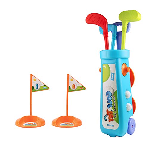 Juegos Aire Libre Mini Golf Trolley Juegos Juguetes Niños 3 4 5 6 años Juguete de Jardin Palos de Golf Juego Regalo para Niños 3 4 5 6 Edades Consta de 12 Piezas