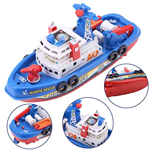 Juguete de Barco de Bomberos, Modelo de Barco de pulverización de Agua para niños, Juguetes de Barcos de Bomberos para niños de plástico para Piscinas, Playas y bañeras