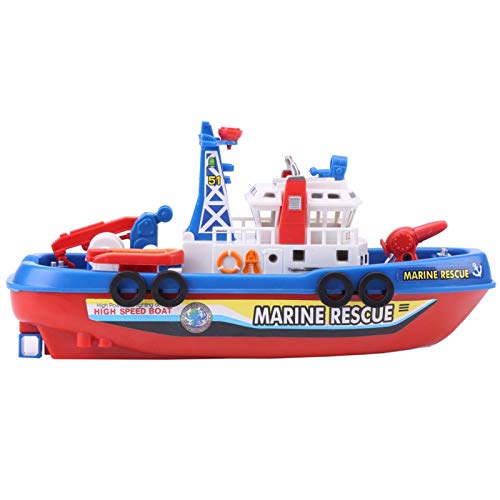 Juguete de Barco de Bomberos, Modelo de Barco de pulverización de Agua para niños, Juguetes de Barcos de Bomberos para niños de plástico para Piscinas, Playas y bañeras