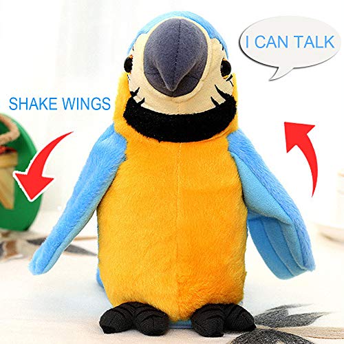 Juguete de peluche con forma de loro parlante más lindo que habla mascota juguete de peluche que repite lo que dices ondeando las alas, disco electrónico, juguete de peluche, animal, interactivo