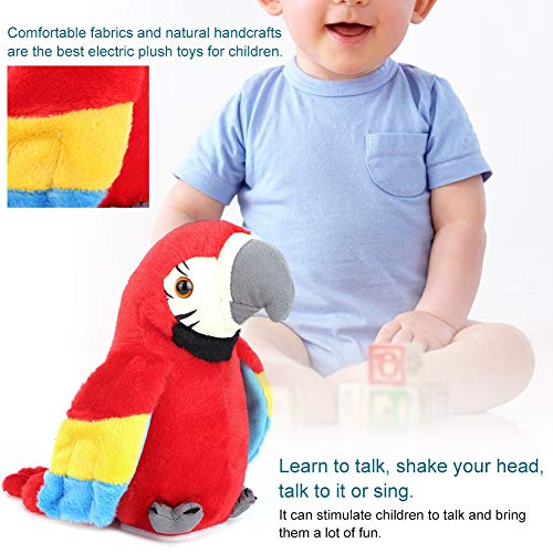 Juguete de Peluche de Loro Parlante, Juguete de Peluche de Loro Parlante de Mascota de Imitación Muñeca de Juguete de Loro Parlante Encantador para Niños (rojo)