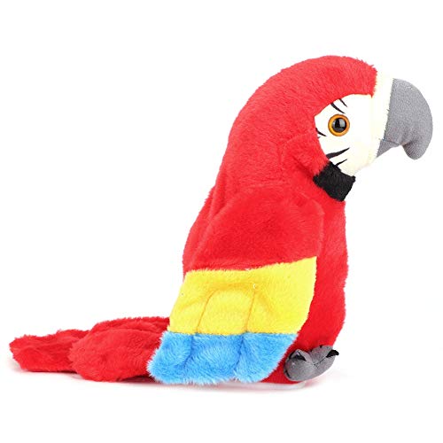 Juguete de Peluche de Loro Parlante, Juguete de Peluche de Loro Parlante de Mascota de Imitación Muñeca de Juguete de Loro Parlante Encantador para Niños (rojo)