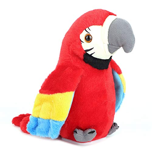 Juguete de Peluche de Loro Parlante, Juguete de Peluche de Loro Parlante de Mascota de Imitación Muñeca de Juguete de Loro Parlante Encantador para Niños (rojo)