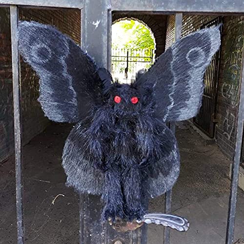 Juguete de peluche para Halloween, gótico, polilla malvada, muñeca Plushie con ojos rojos brillantes, gran regalo para niños y niñas, cumpleaños, animales de peluche, decoración del hogar (negro)