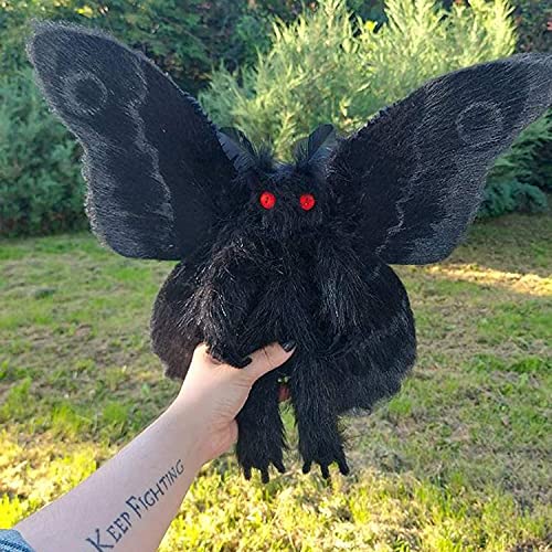 Juguete de peluche para Halloween, gótico, polilla malvada, muñeca Plushie con ojos rojos brillantes, gran regalo para niños y niñas, cumpleaños, animales de peluche, decoración del hogar (negro)