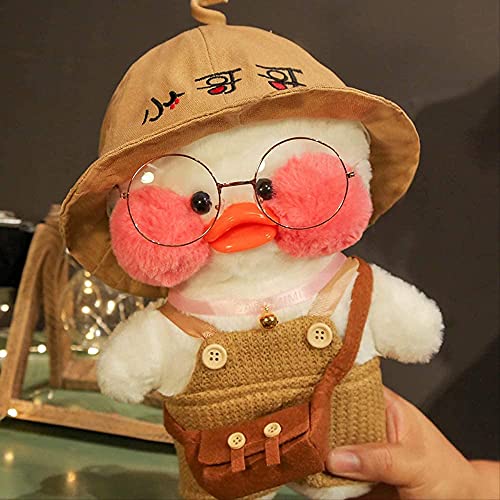 Juguete de peluche suave de juguete de juguete de pato blanco for niños Bricolaje Juguete relleno de peluche abrazado con sombrero rosado lindo y elegantes regalos for la Navidad. (12 pulgadas / 30 cm