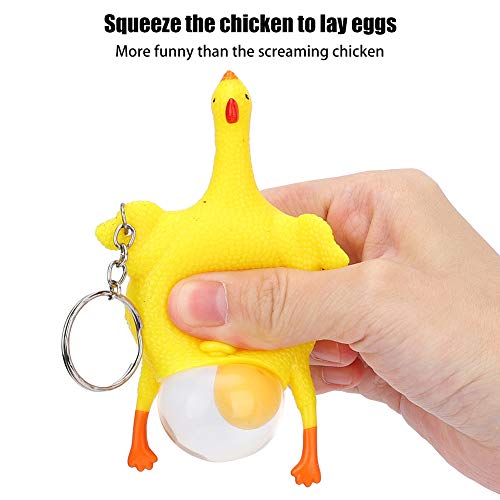 Juguete de Pollo de Descompresión, Gracioso Pollo Squishy Toys Apriete el Huevo que Pone, Pollo de Goma Reducir el Estrés Llavero de Bola de Alivio Llaveros Exprimir Pollo Juguetes Ventilar la(#1)