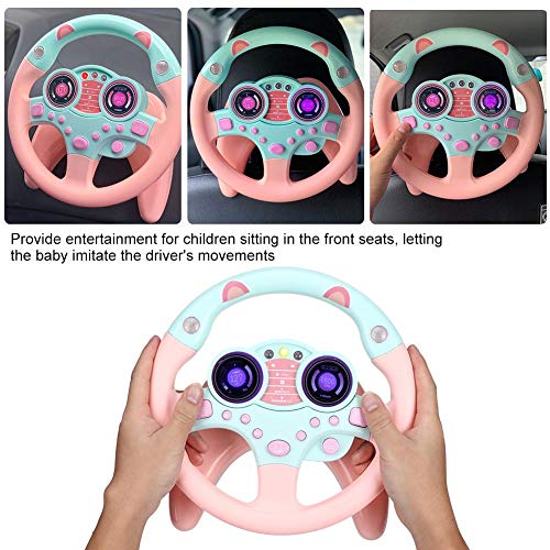 Juguete de volante para niños, juguete de copiloto para automóvil con música y juguetes de aprendizaje para niños pequeños Regalo educativo rosa para niños pequeños (Rosado)