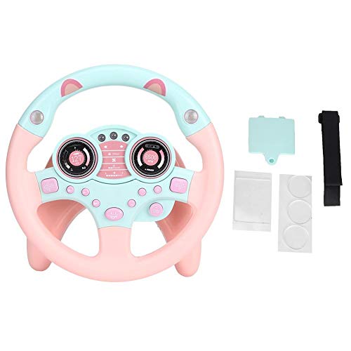 Juguete de volante para niños, juguete de copiloto para automóvil con música y juguetes de aprendizaje para niños pequeños Regalo educativo rosa para niños pequeños (Rosado)