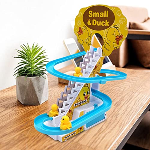 Juguete eléctrico para escalar escaleras de pato con 9 mini juego de escalada de escalera de pato para padres e hijos, juguetes de interacción con luces y música para niños pequeños y niños regalo