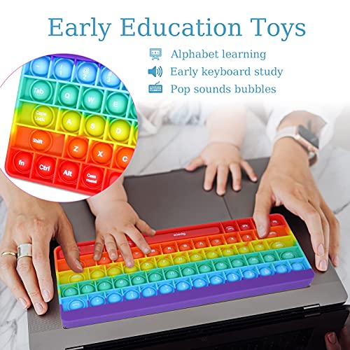 Juguete Fidget con Forma de Teclado, Burbuja emergente para aliviar la ansiedad, Alivio del estrés del Teclado arcoíris para niños Adultos, Burbuja emergente de Empuje para inquietud sensorial