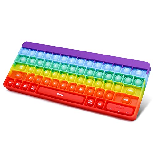 Juguete Fidget con Forma de Teclado, Burbuja emergente para aliviar la ansiedad, Alivio del estrés del Teclado arcoíris para niños Adultos, Burbuja emergente de Empuje para inquietud sensorial