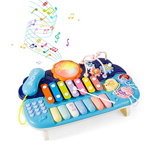 Juguete Musical para bebé-Juego con teléfono Pearl Labirinth Gear Xilófono Piano-Juguetes de Aprendizaje para Niños de 1 2 3 Años Niños Niñas Niños Pequeños Los Mejores Regalos Educativos (azul)