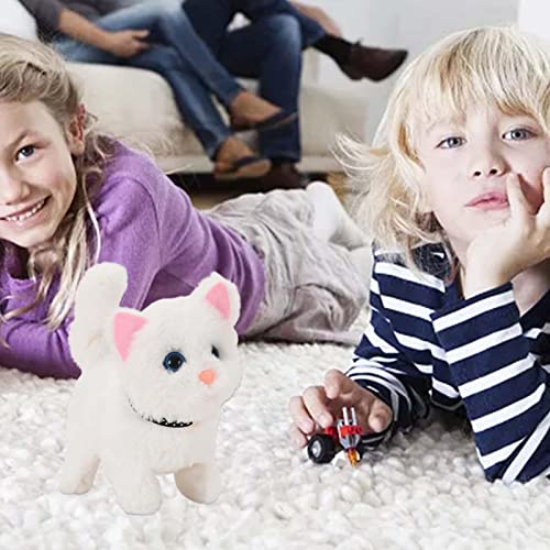 Juguete Robot Interactivo De Felpa con Forma De Gato, con Movimiento De Cola, Caminando Y Ladrando, Gatito Robot Eléctrico Realista, Regalo De Cumpleaños Y Navidad para Niños Y Niñas