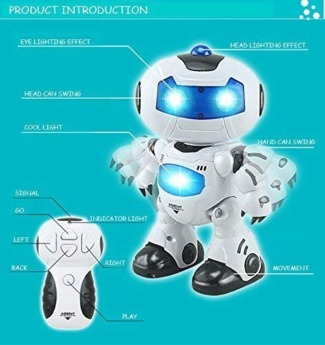 JUGUETECNIC Robot Teledirigido Interactivo Agent Bingo ¡Baila, Canta y Gira la Cabeza! | Efectos Luces y Sonido Electronico | Toy Robot Programable Juguete Infantil Regalo para Niños