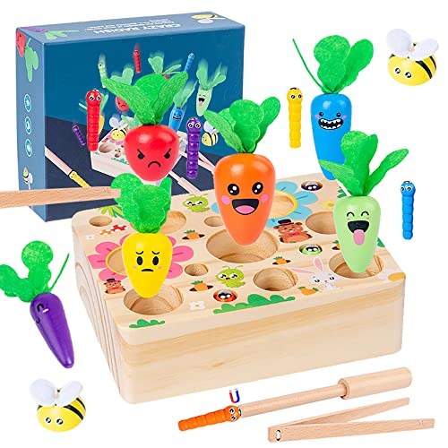 Juguetes Bebes 1 Año, Juguetes Montessori de Madera Juegos Educativos Niños Juguetes Zanahoria Clasificación Rompecabezas Madera Juguetes Regalo Bebe Favorito de Cumpleaños/Navidad