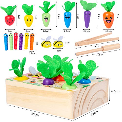 Juguetes Bebes 1 Año, Juguetes Montessori de Madera Juegos Educativos Niños Juguetes Zanahoria Clasificación Rompecabezas Madera Juguetes Regalo Bebe Favorito de Cumpleaños/Navidad