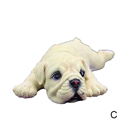 Juguetes Blandos Bulldog Realista simulación Juguete acostado y durmiendo Bulldog Cachorro figurilla como una Estatua de la Vida Francia-Home Garden Juguetes de Peluche Ylcxdm (Color : C)