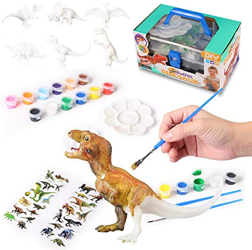 Juguetes de Dinosaurios, Felly Dinosaurio Pintar Juegos para Niños, 3D DIY Dinosaurio Figuras, Educativos Regalo de Cumpleaños y de Navidad para 3 4 5 6 7 8 9 años Niños y Niñas