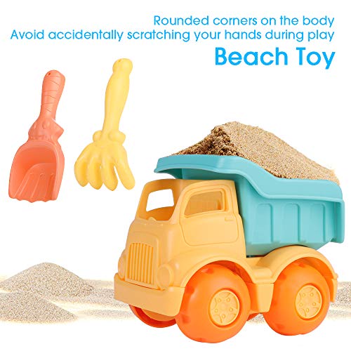 Juguetes de Playa para niños, Niños Material Plastico Juguetes Arena y Arena para niños con Camion Bucket Castle Moldes y Bolsa de Malla Material plastico Blando