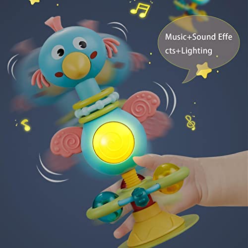 Juguetes de Sonajero para Bebés, Silicona Masticable, Agitador de Juguetes Sensoriales de Sonajero para Bebés, con Ventosas y Torsión, Juguetes Interactivos para Niños Recién Nacidos, Niñas y Niños