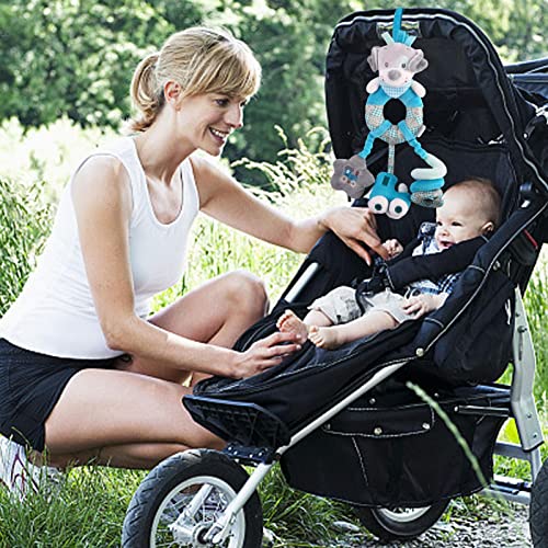 Juguetes para bebés, multicolor burro cachorro rinoceronte de peluche de juguete, compatible con cochecito de bebé, silla de paseo, asiento de coche, colgantes de sonajero para colgar en la cama, para