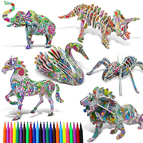 Juguetes para niños de 4 a 12 años para niñas y niñas, 3D puzzle para colorear artes y oficios para niños de 5 a 6 7 caballos, regalo para niñas 8 9 10 años regalos de cumpleaños (Estilo 1)