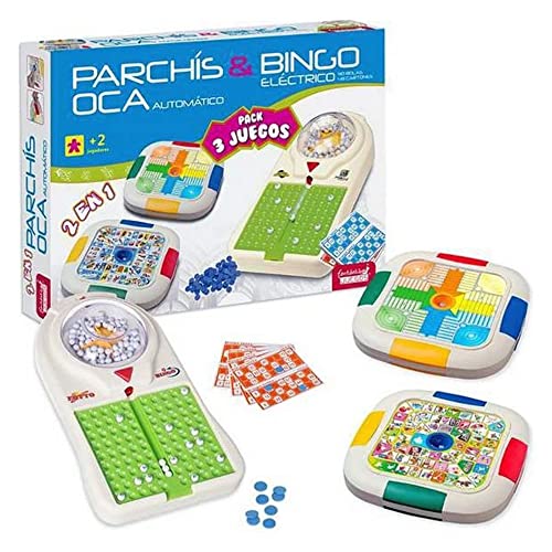 JUINSA- Set 3 Juegos Bingo/Parchis/Oca 54X38 Cm, Multicolor (96828)