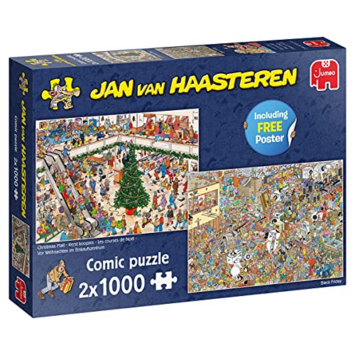 Jumbo Spiele- Jan Van Haasteren-Weihnachtseinkäufe-2x 1000 Teile Accesorios, Multicolor (20033)