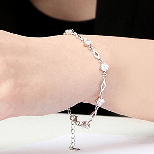 JUNGEN Pulsera de Plata de Elegante con Circón de Cristal para Mujeres niñas Accesorios de joyería Moda