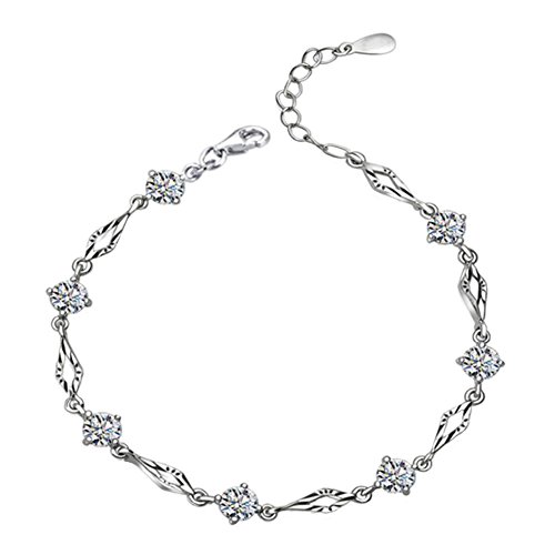 JUNGEN Pulsera de Plata de Elegante con Circón de Cristal para Mujeres niñas Accesorios de joyería Moda