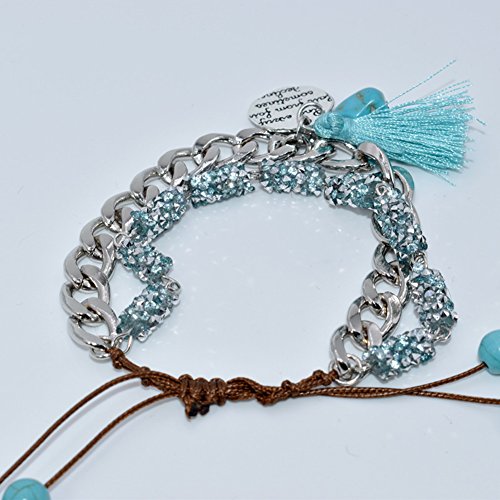 JUNGEN Pulsera Hecha a Mano de Vintage con Colgante Turquesa para Mujeres niñas Accesorios de joyería Elegante