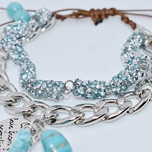 JUNGEN Pulsera Hecha a Mano de Vintage con Colgante Turquesa para Mujeres niñas Accesorios de joyería Elegante