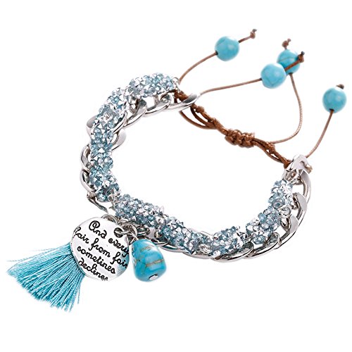 JUNGEN Pulsera Hecha a Mano de Vintage con Colgante Turquesa para Mujeres niñas Accesorios de joyería Elegante