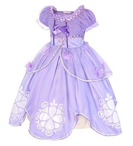 Jurebecia Las niñas se Visten Princesa Traje de Sofia Vestidos de Fiesta para niños Outfit Childs Vestido de Cosplay de cumpleaños de Halloween