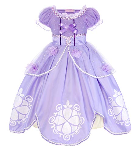 Jurebecia Las niñas se Visten Princesa Traje de Sofia Vestidos de Fiesta para niños Outfit Childs Vestido de Cosplay de cumpleaños de Halloween