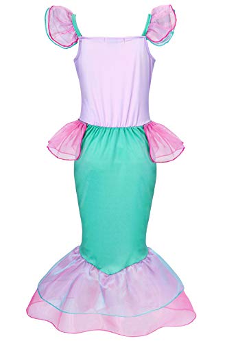 Jurebecia Mermaid Costume Niñas Vestir Fiesta de Lujo Cumpleaños Cosplay Dress Niños Vestidos 3-4 Años Rosa