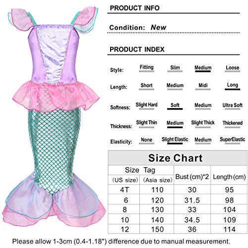 Jurebecia Mermaid Costume Niñas Vestir Fiesta de Lujo Cumpleaños Cosplay Dress Niños Vestidos 3-4 Años Rosa