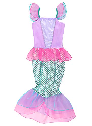 Jurebecia Mermaid Costume Niñas Vestir Fiesta de Lujo Cumpleaños Cosplay Dress Niños Vestidos 3-4 Años Rosa