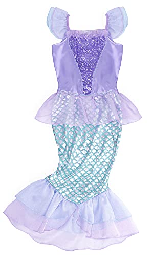 Jurebecia Niñas Sirena Disfraz Princesa Vestir Fiesta de Lujo Cumpleaños Halloween Niños Vestidos 7-8 Años Verde