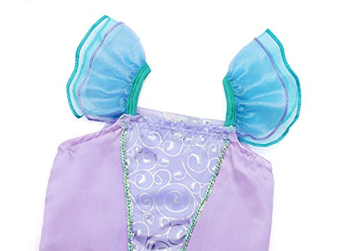 Jurebecia Niñas Sirena Disfraz Princesa Vestir Fiesta de Lujo Cumpleaños Halloween Niños Vestidos 9-10 Años Azul