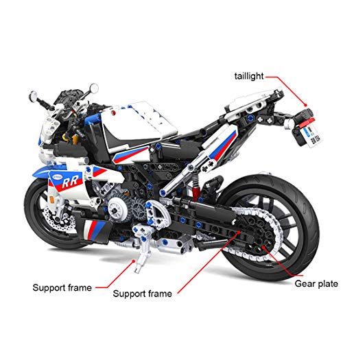 JYFLY Juego de construcción de moto para BMW S1000RR, juego de construcción de tecnología de carreras compatible con Lego Technic – 819 piezas