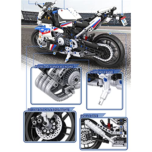 JYFLY Juego de construcción de moto para BMW S1000RR, juego de construcción de tecnología de carreras compatible con Lego Technic – 819 piezas