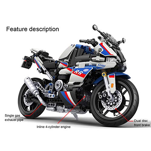 JYFLY Juego de construcción de moto para BMW S1000RR, juego de construcción de tecnología de carreras compatible con Lego Technic – 819 piezas