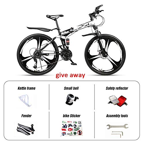 JYTFZD WENHAO Bicicleta Adulta Plegable, Bicicleta de montaña de Velocidad Variable de 26 Pulgadas, Doble Amortiguador for Hombres y Mujeres, Frenos de Disco Dual, 21/24/27/30 Velocidad Opcional