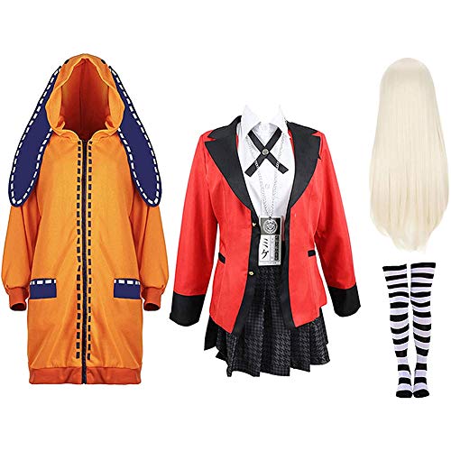 Kakegurui Jabami Yumeko Disfraces Yomoduki Runa Naranja Conejo Abrigo Largo Cosplay Señoras Niña Linda Chaqueta con Capucha