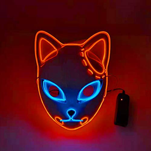 Kamado Tanjirou Demon Slayer Mascarilla Gato Replica Luz LED Luminosa Brillante Kimetsu No Yaiba Juguete Comic Cosplay Props Adultos