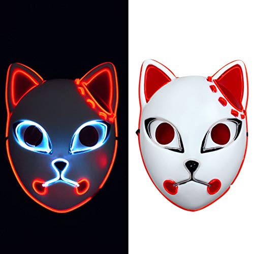 Kamado Tanjirou Demon Slayer Mascarilla Gato Replica Luz LED Luminosa Brillante Kimetsu No Yaiba Juguete Comic Cosplay Props Adultos