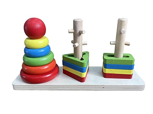 KanCai Rainbow Clasificador de Forma de Madera Juguete Bloques de construcción a Juego Clasificación Juguete de apilamiento para bebés niños